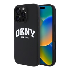 DKNY для iPhone 16 Pro Max чехол Liquid Silicone Arch Logo Hard Black/White (MagSafe)