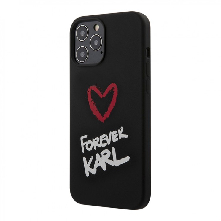Чехол Lagerfeld Liquid silicone Forever Karl Hard для iPhone 12 Pro Max, черный
