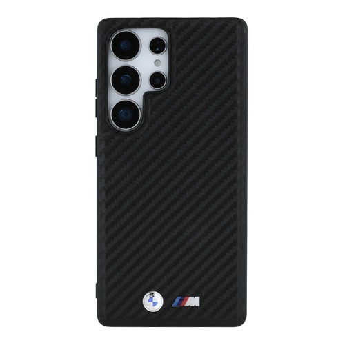 BMW для Galaxy S25 Ultra чехол M-Collection PU Carbon Metal logo Hard Black (MagSafe)