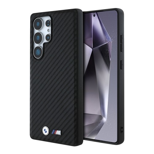 BMW для Galaxy S25 Ultra чехол M-Collection PU Carbon Metal logo Hard Black (MagSafe)