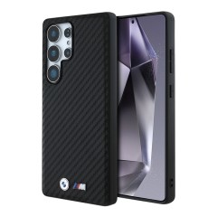 BMW для Galaxy S25 Ultra чехол M-Collection PU Carbon Metal logo Hard Black (MagSafe)