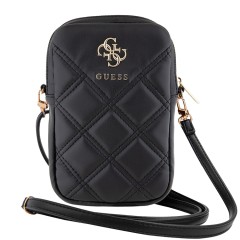 (Уценка) Guess для смартфонов сумка Wallet Zipper Pouch Quilted 4G metal logo Black