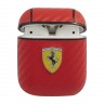 Чехол Ferrari PU Carbon effect with Metal logo для AirPods 1/2, красный