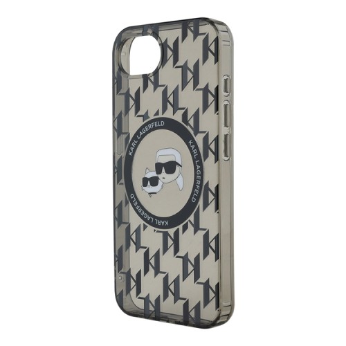 Karl Lagerfeld для iPhone 16e чехол PC/TPU Monogram NFT Karl & Choupette Hard Black (MagSafe)