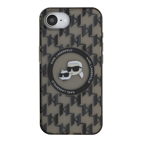 Karl Lagerfeld для iPhone 16e чехол PC/TPU Monogram NFT Karl & Choupette Hard Black (MagSafe)