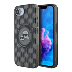 Karl Lagerfeld для iPhone 16e чехол PC/TPU Monogram NFT Karl & Choupette Hard Black (MagSafe)