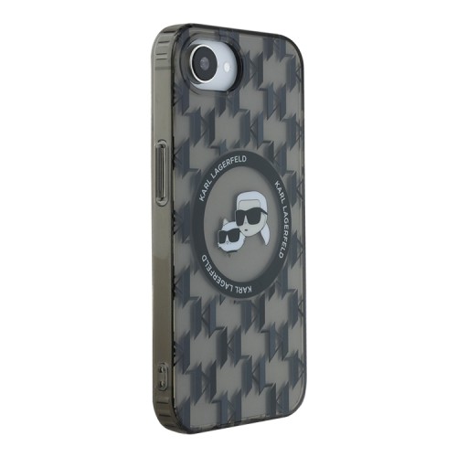 Karl Lagerfeld для iPhone 16e чехол PC/TPU Monogram NFT Karl & Choupette Hard Black (MagSafe)