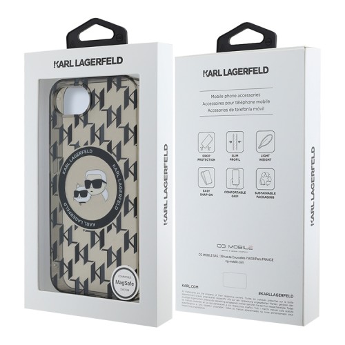 Karl Lagerfeld для iPhone 16e чехол PC/TPU Monogram NFT Karl & Choupette Hard Black (MagSafe)