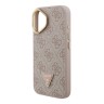 Guess для iPhone 16 чехол PU 4G Triangle metal logo and Camera Stand Hard Pink (MagSafe)