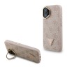 Guess для iPhone 16 чехол PU 4G Triangle metal logo and Camera Stand Hard Pink (MagSafe)