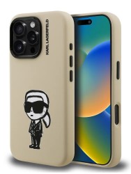Karl Lagerfeld для iPhone 16 Pro Max чехол Liquid Silicone Sketch Karl Ikonik Brown (MagSafe)