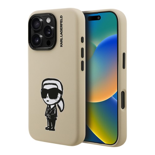 Karl Lagerfeld для iPhone 16 Pro Max чехол Liquid Silicone Sketch Karl Ikonik Brown (MagSafe)