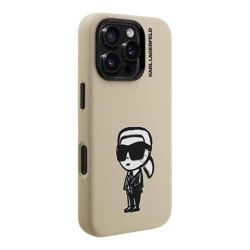 Karl Lagerfeld для iPhone 16 Pro Max чехол Liquid Silicone Sketch Karl Ikonik Brown (MagSafe)