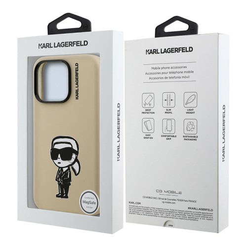 Karl Lagerfeld для iPhone 16 Pro Max чехол Liquid Silicone Sketch Karl Ikonik Brown (MagSafe)