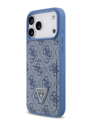 Guess для iPhone 17 Pro чехол PU 4G Double cardslot Triangle metal logo Hard Blue