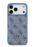 Guess для iPhone 17 Pro чехол PU 4G Double cardslot Triangle metal logo Hard Blue