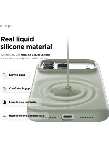 Elago для iPhone 17 Pro чехол Magnetic Silicone Khaki Green (MagSafe)