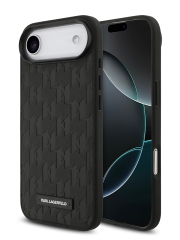 Karl Lagerfeld для iPhone Air чехол PU Saffiano Monogram Metal Plate logo Hard Black (MagSafe)