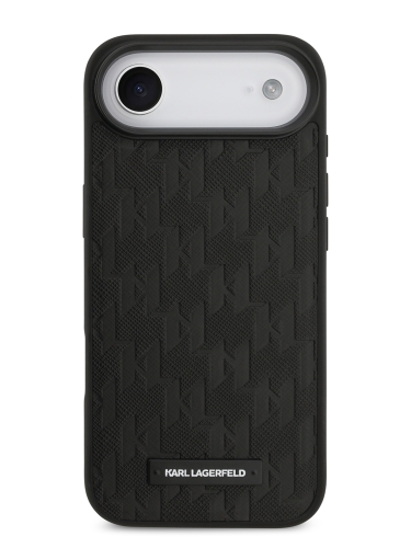 Karl Lagerfeld для iPhone Air чехол PU Saffiano Monogram Metal Plate logo Hard Black (MagSafe)