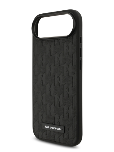 Karl Lagerfeld для iPhone Air чехол PU Saffiano Monogram Metal Plate logo Hard Black (MagSafe)