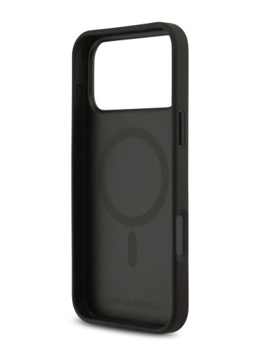 Karl Lagerfeld для iPhone Air чехол PU Saffiano Monogram Metal Plate logo Hard Black (MagSafe)