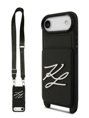 Karl Lagerfeld для iPhone Air чехол Crossbody cardslot PU Saffiano Autograph Hard Black