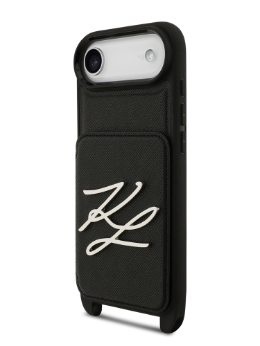 Karl Lagerfeld для iPhone Air чехол Crossbody cardslot PU Saffiano Autograph Hard Black