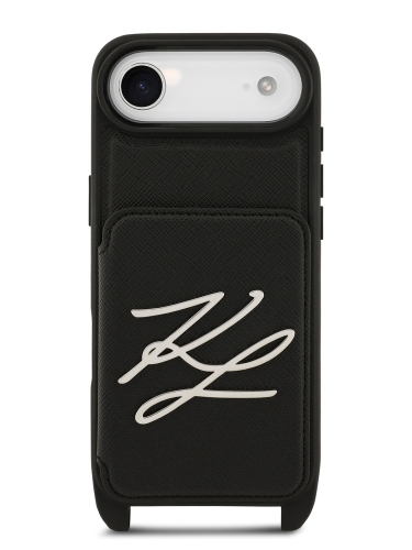 Karl Lagerfeld для iPhone Air чехол Crossbody cardslot PU Saffiano Autograph Hard Black