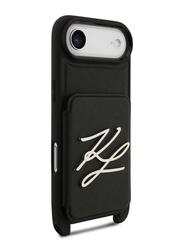 Karl Lagerfeld для iPhone Air чехол Crossbody cardslot PU Saffiano Autograph Hard Black