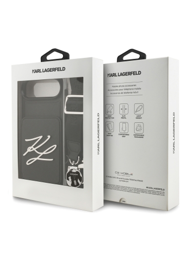 Karl Lagerfeld для iPhone Air чехол Crossbody cardslot PU Saffiano Autograph Hard Black