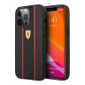 Чехол Ferrari PU Carbon/Smooth with metal logo Hard для iPhone 13 Pro, черный
