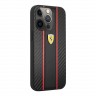 Чехол Ferrari PU Carbon/Smooth with metal logo Hard для iPhone 13 Pro, черный