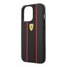 Чехол Ferrari PU Carbon/Smooth with metal logo Hard для iPhone 13 Pro, черный