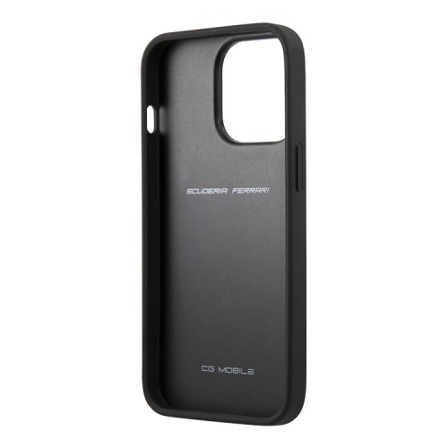 Чехол Ferrari PU Carbon/Smooth with metal logo Hard для iPhone 13 Pro, черный