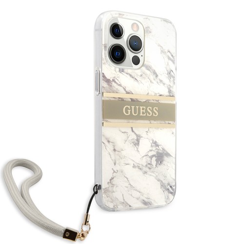 Чехол Guess Marble Hard +Nylon hand cord для iPhone 13 Pro Max, серый