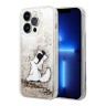 Чехол Lagerfeld Liquid glitter Choupette Fun Hard для iPhone 14 Pro, золотой