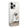 Чехол Lagerfeld Liquid glitter Choupette Fun Hard для iPhone 14 Pro, золотой