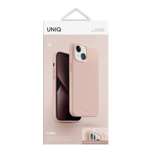 Силиконовый чехол Uniq LINO для iPhone 14, розовый