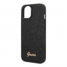 Чехол Guess Glitter flakes w Metal logo Hard для iPhone 14 Plus, черный