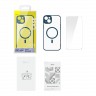 Чехол Baseus Frame Magnetic case +Tempered glass для iPhone 14 Plus, синяя рамка (magsafe)