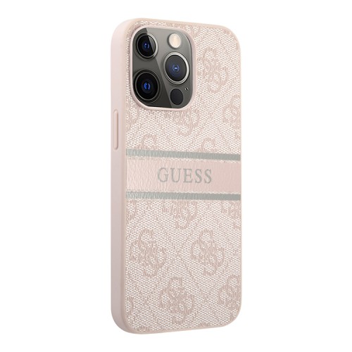 Чехол Guess 4G Stripe printed logo Hard для iPhone 14 Pro, розовый