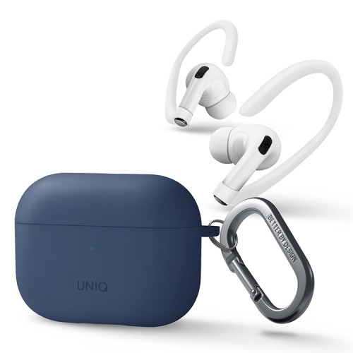 Чехол Uniq NEXO Liquid silicone +carabin +Sports ear hooks для AirPods Pro 2, синий