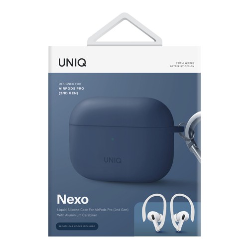 Чехол Uniq NEXO Liquid silicone +carabin +Sports ear hooks для AirPods Pro 2, синий