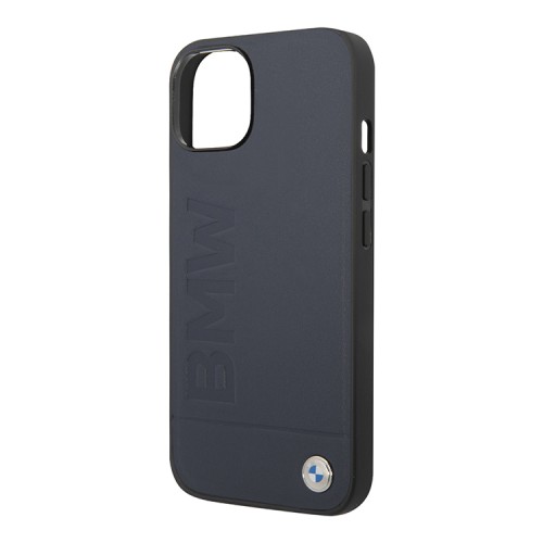 Кожаный чехол BMW Signature Leather Logo imprint Hard для iPhone 14 Plus, синий