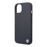 Кожаный чехол BMW Signature Leather Logo imprint Hard для iPhone 14 Plus, синий