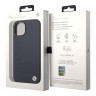 Кожаный чехол BMW Signature Leather Logo imprint Hard для iPhone 14 Plus, синий