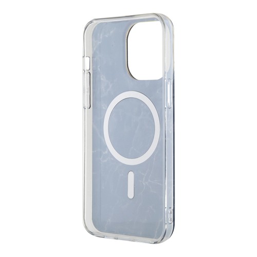 Чехол Guess Marble Hard для iPhone 14 Pro, черный/золотой (MagSafe)