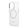 Чехол Guess Metal outline Hard для iPhone 13 Pro Max, прозрачный/серебристый (MagSafe)