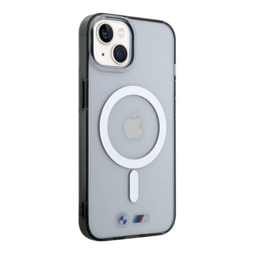 Чехол BMW M-Collection Silver Ring Hard для iPhone 14, прозрачный (MagSafe)