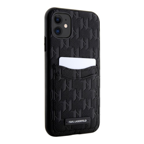 Чехол Lagerfeld PU Saffiano Monogram with Cardslot Hard для iPhone 11, черный